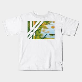 Bamboo grove in Shades of autumn and Pastel Blue Kids T-Shirt